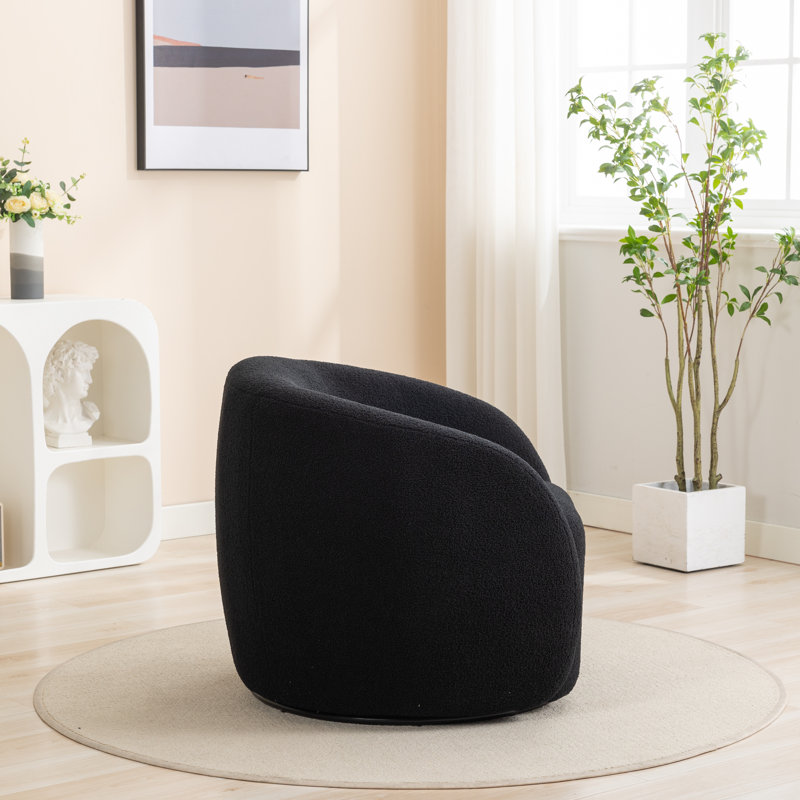 Upholstered Swivel Armchair, Black