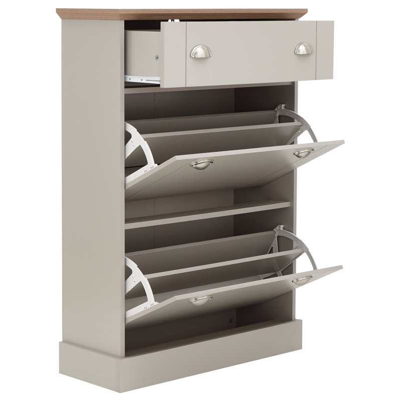 Brielle 12 Pair Shoe Storage Cabinet, Grey