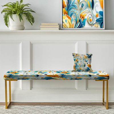 Banc contemporain rembourré à motif cachemire Contemporary Harmony