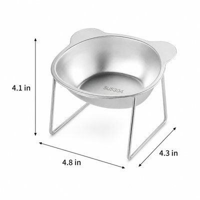 New 304 Stainless Steel Raised Pet Feeding Bowl For Dogs & Cats, Anti-Spill & Neck Protective