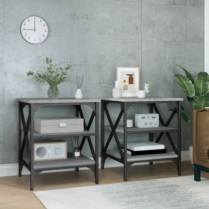 Dimitrios Side Table Set, Grey, Grey/Black