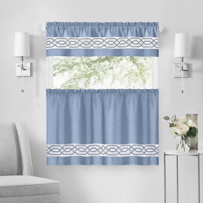 Elyus Tailored Kitchen Curtain, Blue, 58" W x 36" L