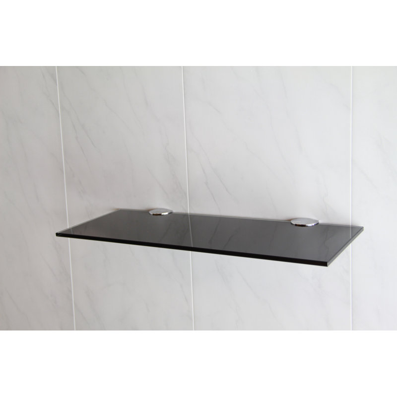 Fanniemae Glass Floating Shelf with Adjustable Shelves, Black, 0.6cm H x 40cm W x 15cm D