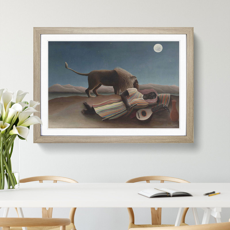 The Sleeping Gypsy by Henri Rousseau - Framed Print, Oak Framed, 27cm H x 36cm W x 2cm D