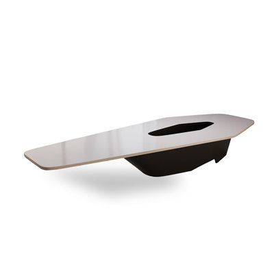 White Hexagon Solid Wood + Carbon Steel Conference Table