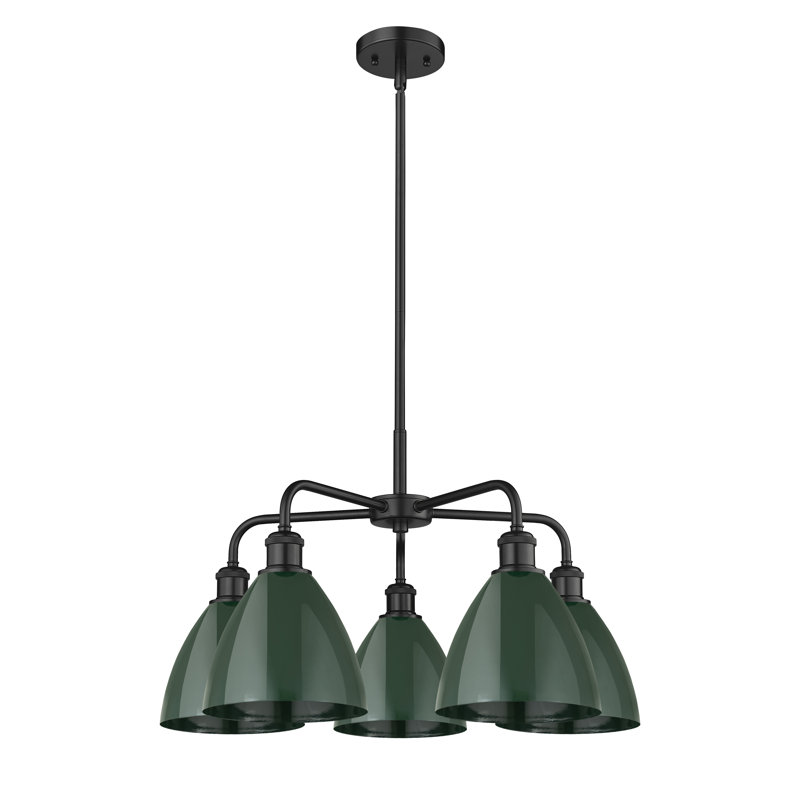Lustre en dôme à 5 lumières Trickett, Vert, Noir mat