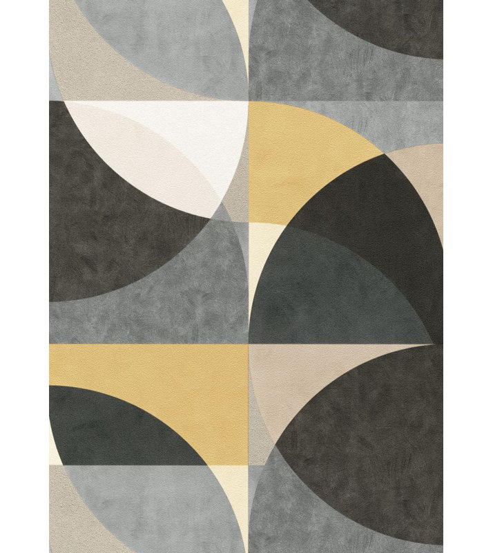 Rouleau de papier peint texturé L 33 pi x l 21 po, Gris / argent / noir / jaune / beige