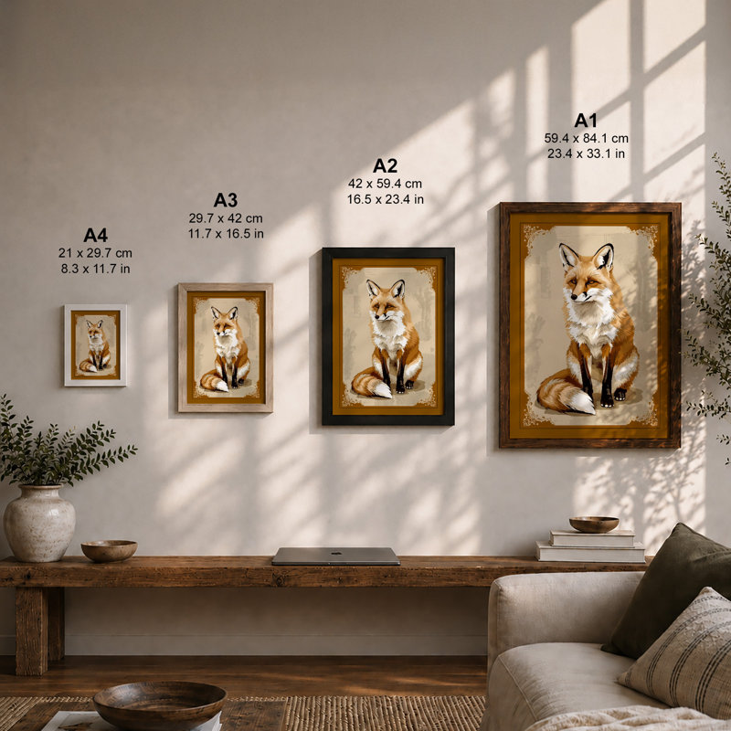 Dignified Fox Boho - Framed Print, Unframed, A4 - 29.7 x 21.0 cm