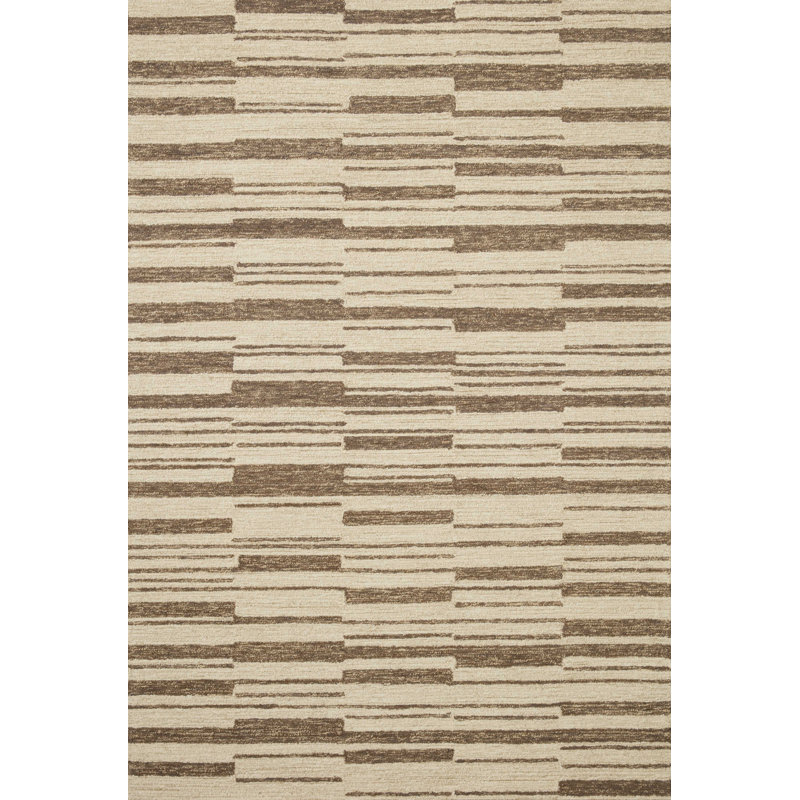 Ivory and Beige Hand-Tufted Wool Rectangular Rug 3'6" x 5'6"