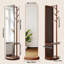 Miroir pivotant sur 360 ° en bois de noyer massif avec portemanteau, tringle et tablettes - l 15,75 po x H 19 po x 19 po x H 69 po-139713716