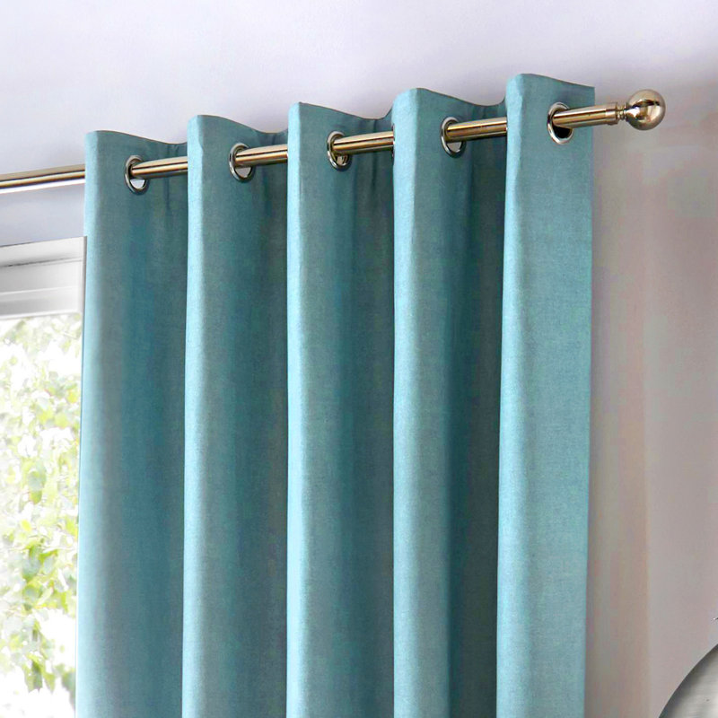 Cotton Blend Room Darkening Curtain Pair, Duck Egg, Width 117 x Drop 229 cm