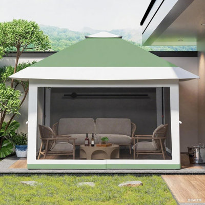 Pop-Up Outdoor Gazebo, Steel Frame with Polyester Canopy, 13 ft. x 13 ft., with Mosquito Netting for Patio and Backyard