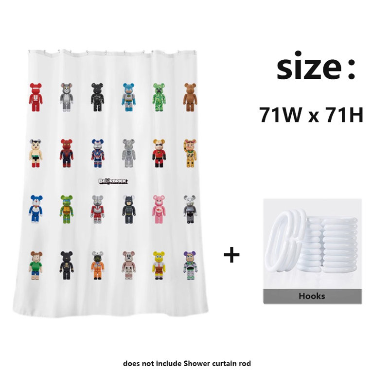 Rideau de douche en polyester avec crochets