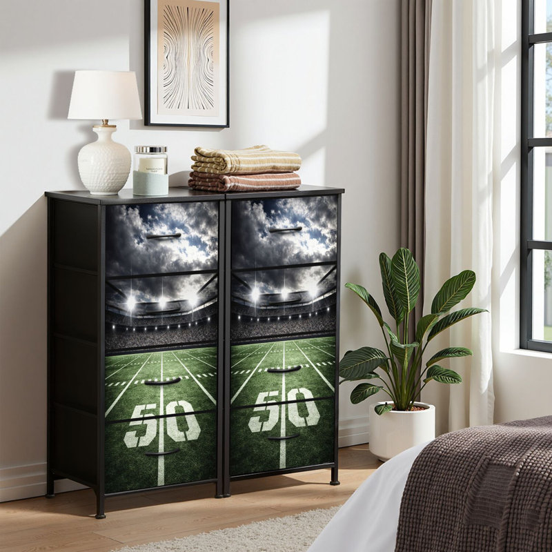 4 Drawer Dresser for Bedroom, Narrow Chest of Drawers, Wooden Top and Study Iron Frame 18"x37.5"-(WxH)