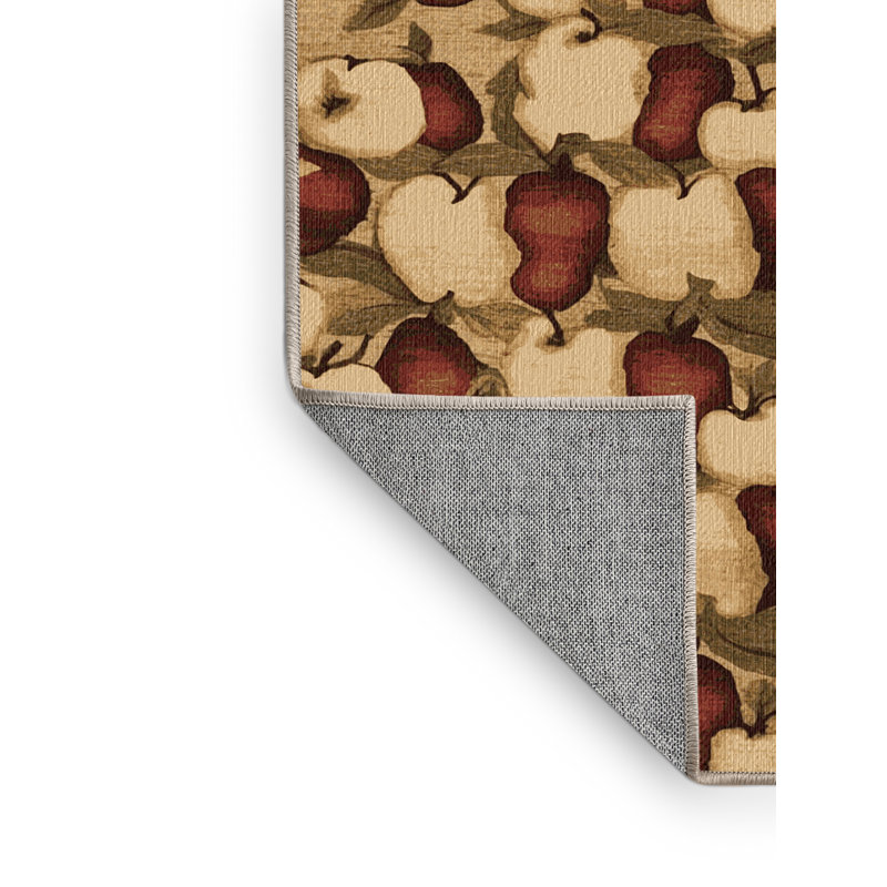 Washable Apple Clusters Farm Area Rug, Round 7'
