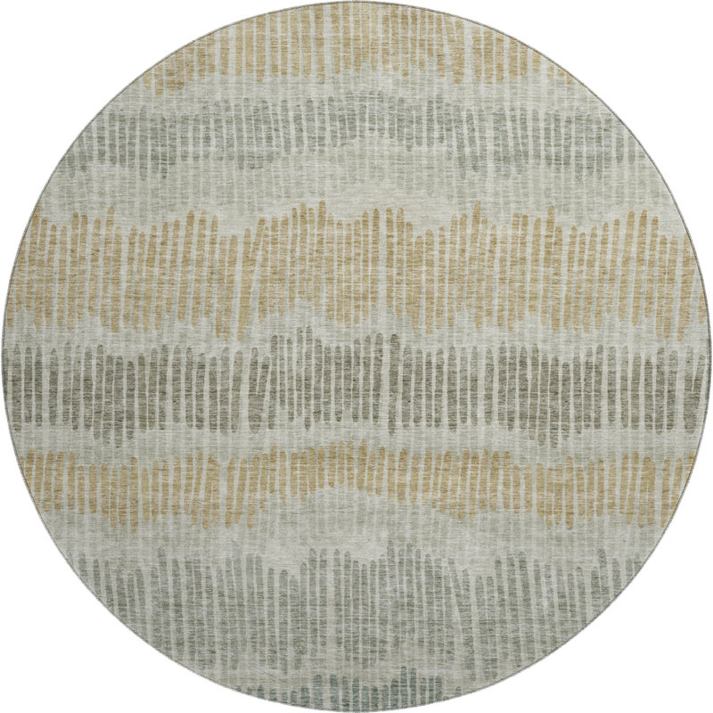 Premium Machine Washable Prisco Beige Rug, Round 8'
