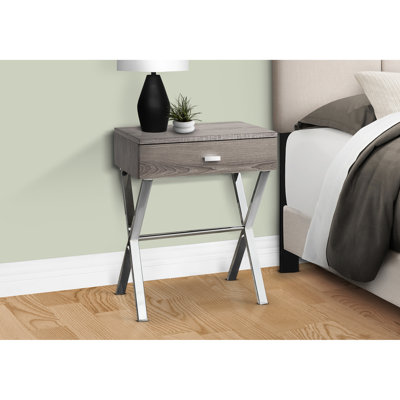 Élégante table d'appoint avec compartiment de rangement - stratifié taupe et métal pour espace de bureau, salon