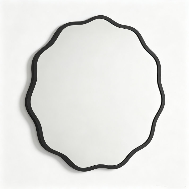 Miroir mural rond ondulé, H 24 po x l 24 po