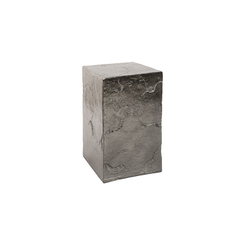 Outdoor Pedestal Sculpture, 39" H x 13" W x 13" D, Liquid Silver
