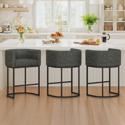 Jessica 26" Upholstered Counter Stool with Metal Frame