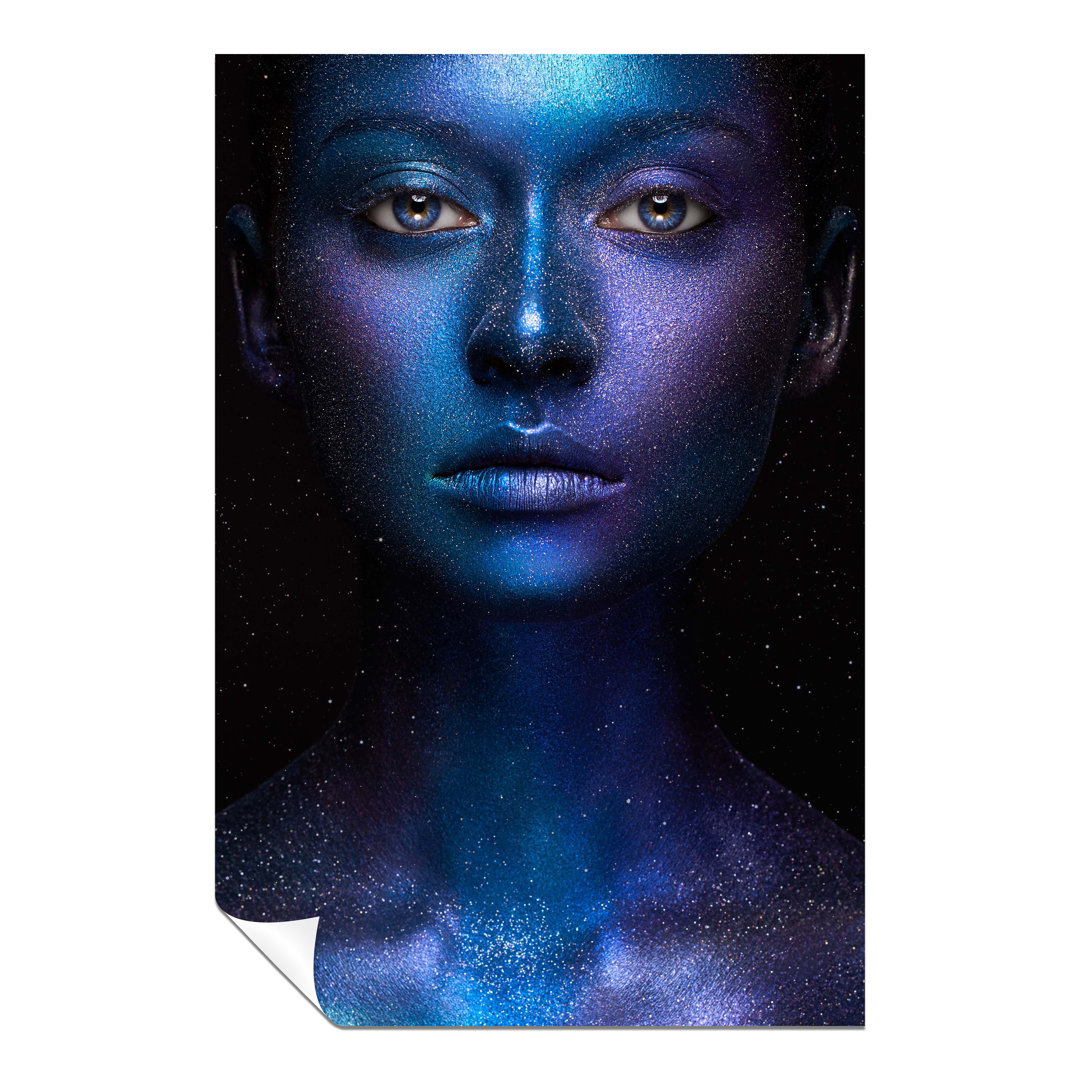 Fine Art Prints Woman In Blue & Purple Star Dust Body Paint Portrait Artistic Unframed Poster, Pictures For Home Walls, Bedroom, Living Room & Bathroo
