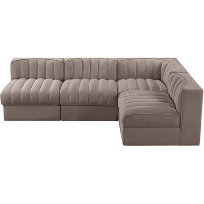 Demars Velvet Performance Fabric Upholstered 4Pc. Modular Sectional