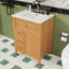 Meuble-lavabo autoportant avec lavabo en céramique, tiroir escamotable et tiroirs et porte à fermeture en douceur