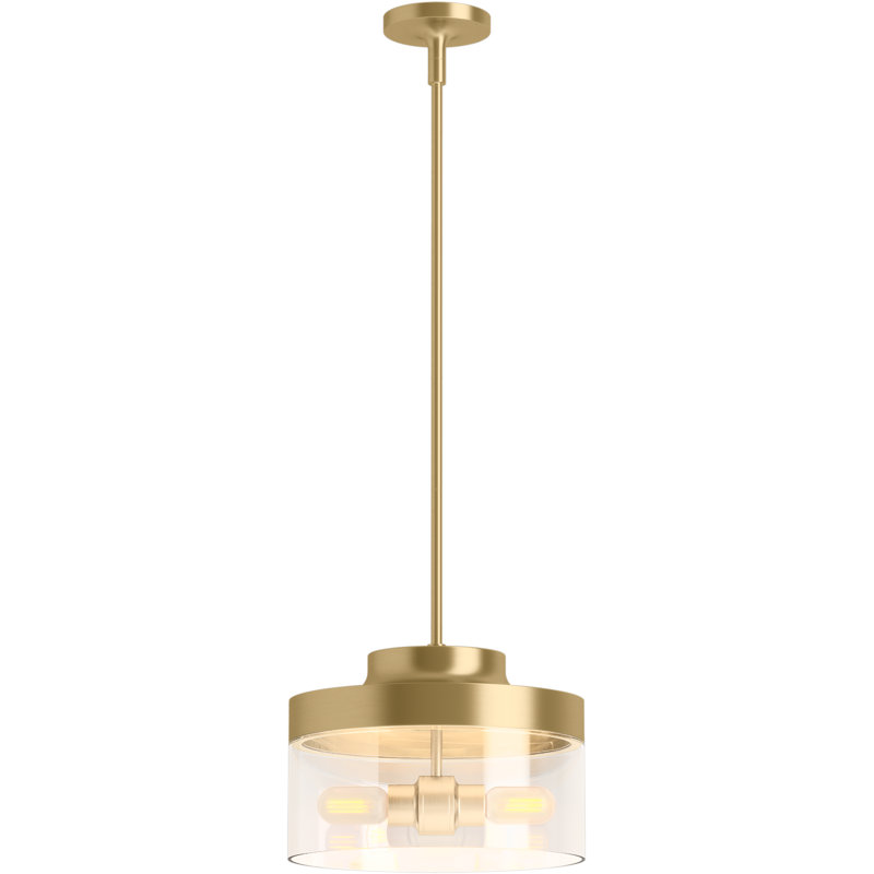 Purist 12½-In Two-Light Pendant, Brushed Moderne Brass
