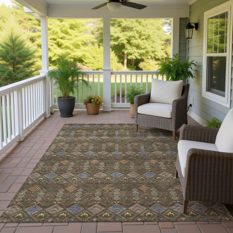 Tapis intérieur / extérieur lavable à la machine Chantille ACN2487, Chocolat, 10 pi x 14 pi