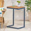 Grande table d'appoint en sapin et en fer forgé, avec piètement foncé et finition naturelle, idéale pour les salons contemporains. Profondeur : 47,5 cm, largeur : 31,8 cm, hauteur : 64,7 cm. Style industriel rectangulaire, convient à différents styles.