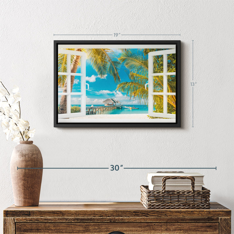 Plage «Faux Window Scene Wall Art», H 13 po x l 19 po