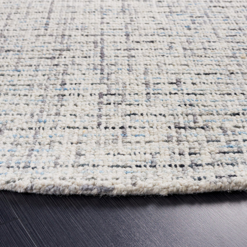 Tapis gris / bleu clair en laine touffeté à la main Aprell, Rectangle de 11 pi x 15 pi
