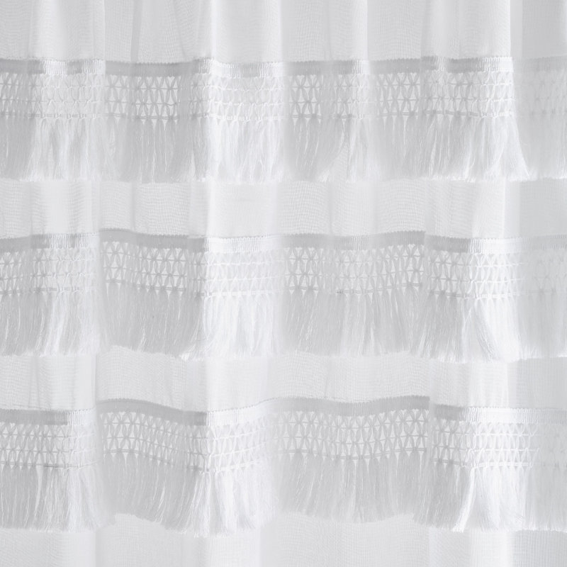Izmir Tassel Voile Slot Top Panel Curtain, 140 W x 183 D cm, White