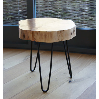 Jazmyne Solid Wood Top Three Leg Round Side Table
