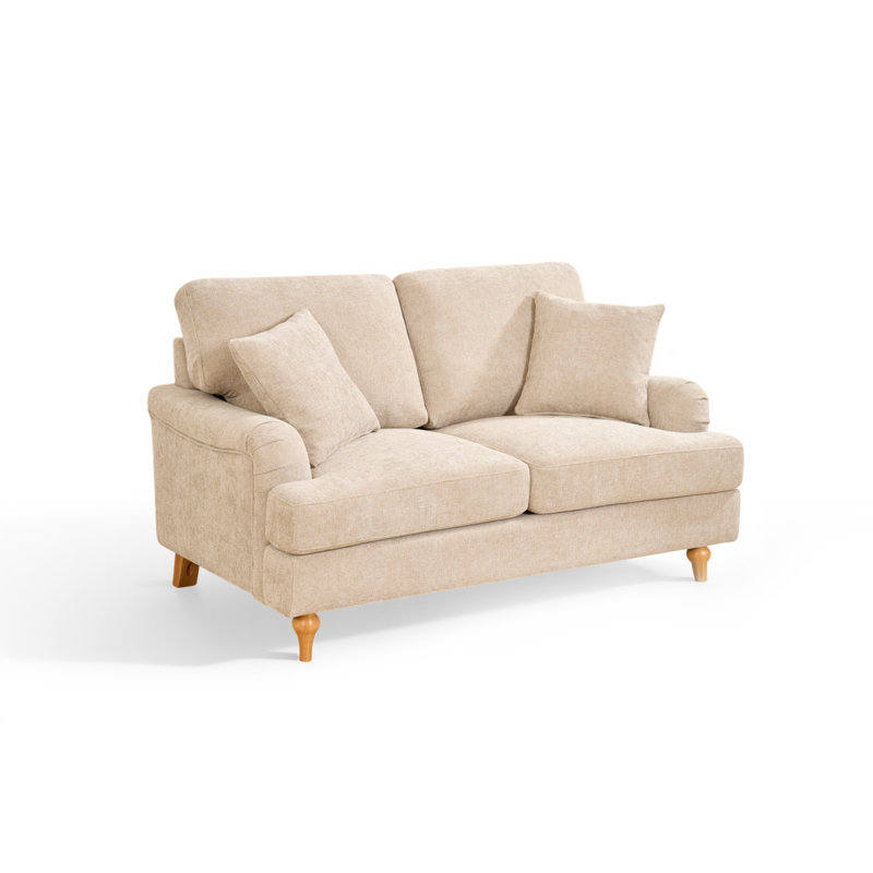 Elmeta 2 Seater Chenille Sofa, Beige Chenille
