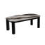 Table basse de style contemporain avec faux marbre et pieds noirs, table rectangulaire de conception Panda, pièce de salon
