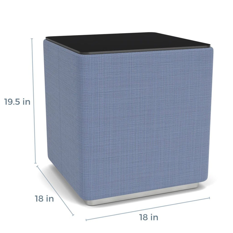 Table de salon avec plateau en stratifié Darsey, 20", Nuit noire, Argent; marine clair Chambray