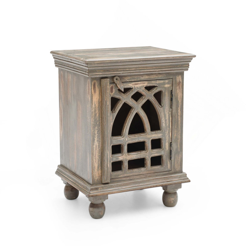 Table de chevet en bois gris antique