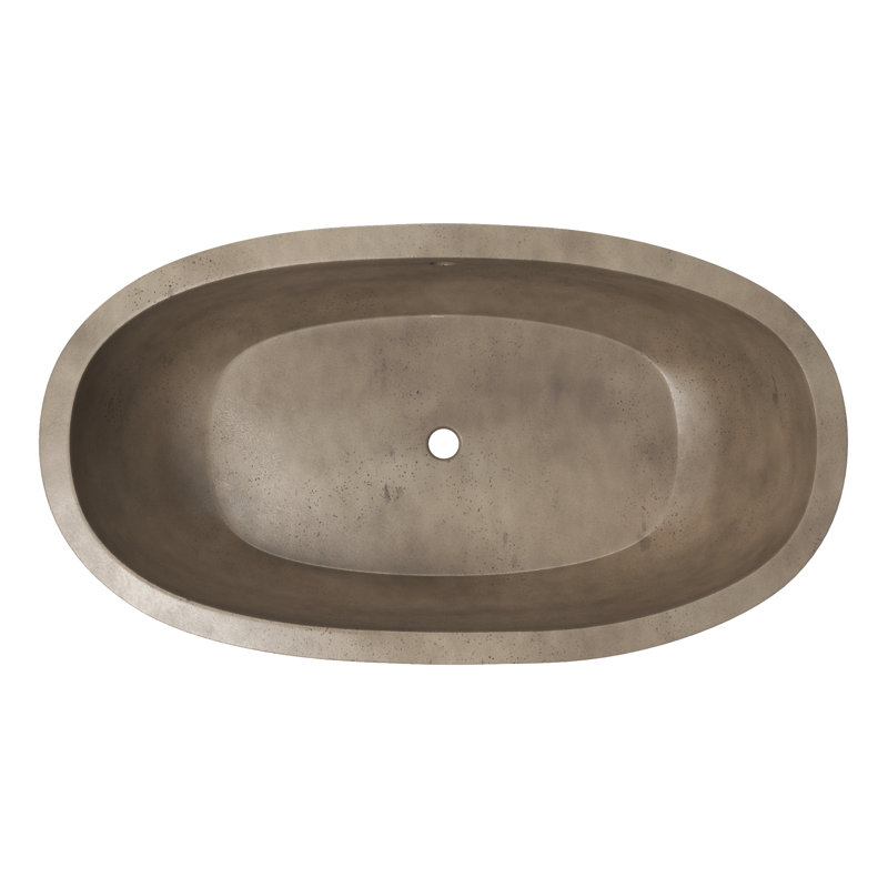Avalon NativeStone Freestanding Soaking Cement Bathtub, 22" H x 36" W x 66" L, Earth