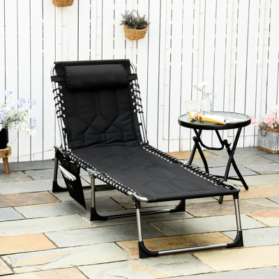 6-Level Reclining Beach Lounge - Padded Seat, , Foldable, For Yard, Patio, Pool, Camping Tanning Chair Reclining, Padded, Beach, Outdoor Comfort