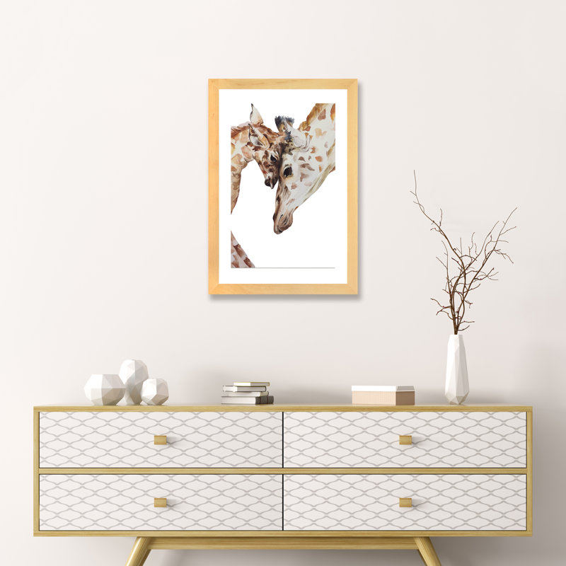 Girafe, H 24 po x l 16 po x P 1 po, Papier encadré naturel