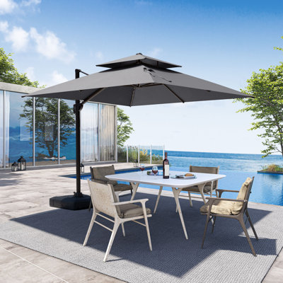 9 X 12 Ft Patio Cantilever Umbrella with Weighted Base