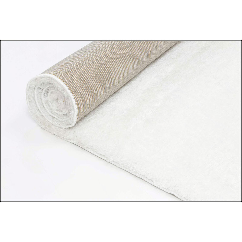 Tapis Zanca blanc à poils longs, doux et confortable, idéal pour les espaces de vie modernes, 226 x 287 cm