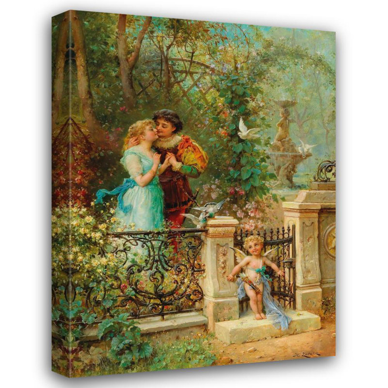 «Im Banne Amors» par Hans Zatzka, reproduction d'art sur toile tendue avec châssis, H 24 po x l 17 po