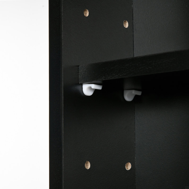 Vitrine à 5 niveaux, vitrine en verre avec 2 portes et tablettes réglables, fixation murale, Noir