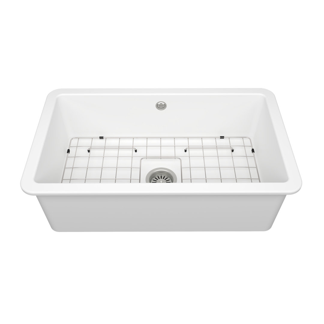 Sotto 32 1.0Bowl Ceramic Undermount Kitchen Sink, with Waste, Bottom Grid-813x480mm