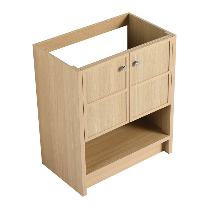 Meuble-lavabo de 76 cm (30 po), construction en contreplaqué de chêne avec 2 portes pour les articles de toilette. Meuble-lavabo autoportant en contreplaqué, offrant beaucoup d'espace de rangement.