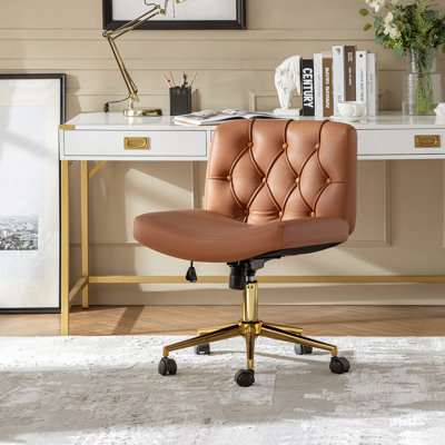 Chaise de bureau inclinable l 23 po avec capitonnage à boutons et coussin lombaire Jacque 