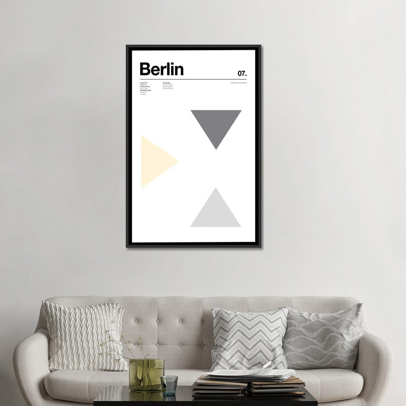 « berlin' », reproduction d’impression sur toile, H 48 po x l 32 po x P 1,5 po, Toile avec cadre noir, Pas de tapis