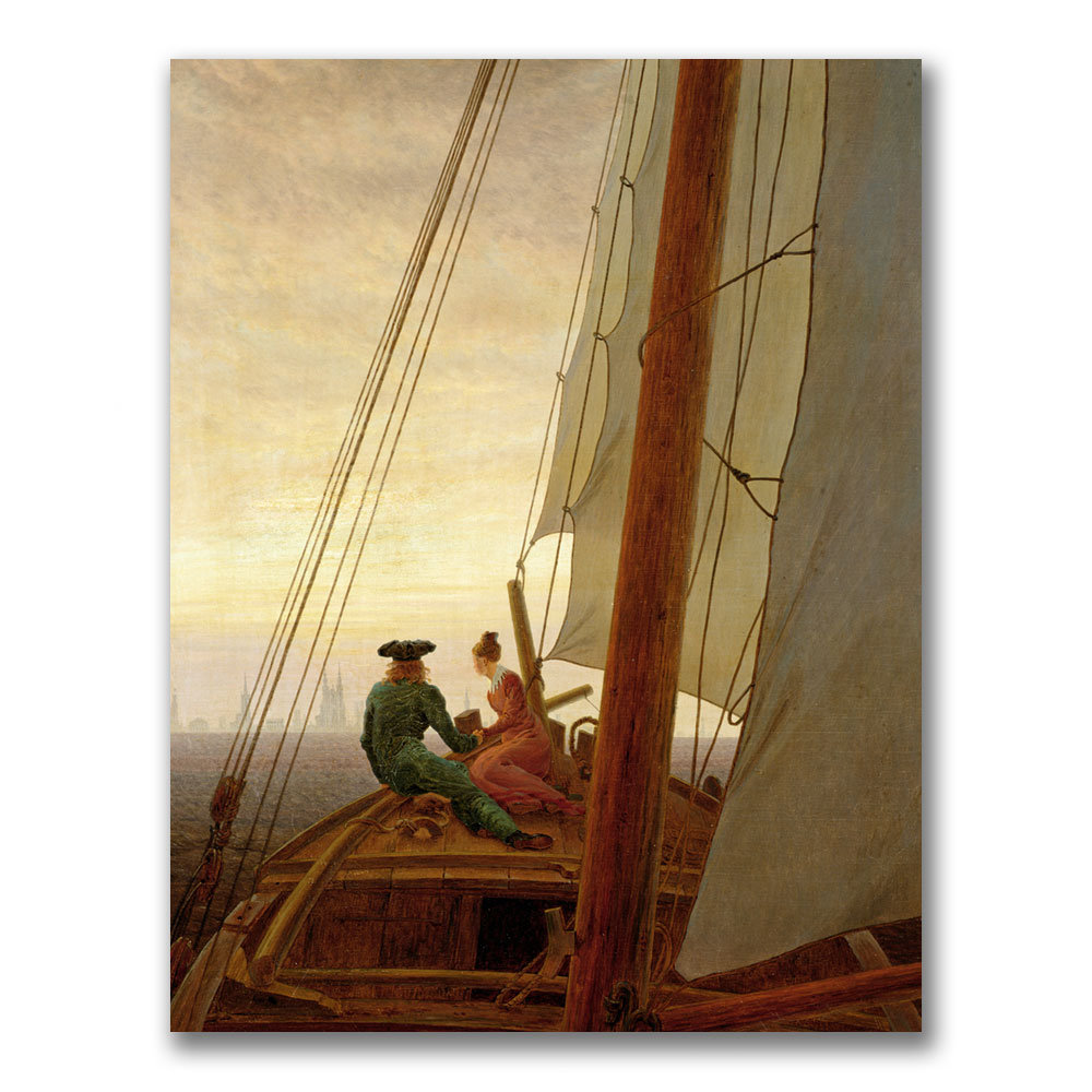 "On Board a Sailing Ship" by Caspar David Friedrich Painting Print on Wrapped Canvas Breakwater Bay